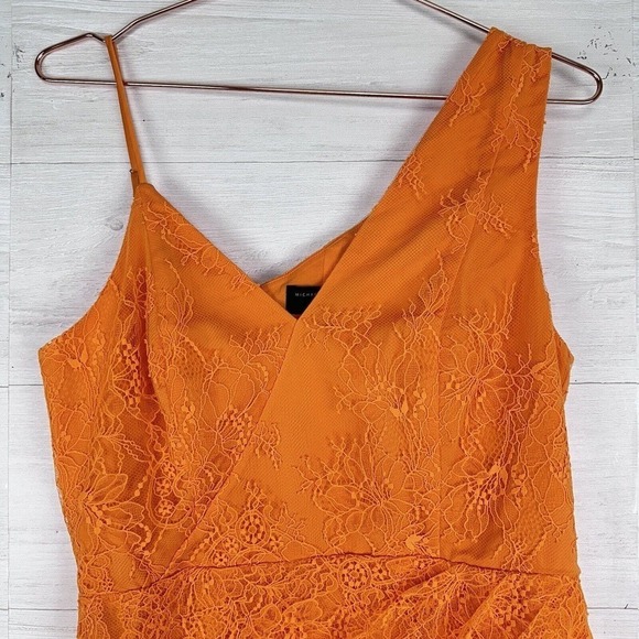 Michael Costello X Revolve Lace Mini Dress Women Size Large‎ Orange Sleeveless - Picture 4 of 14
